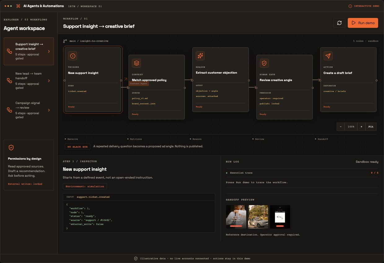 AI Agents & Automations console preview